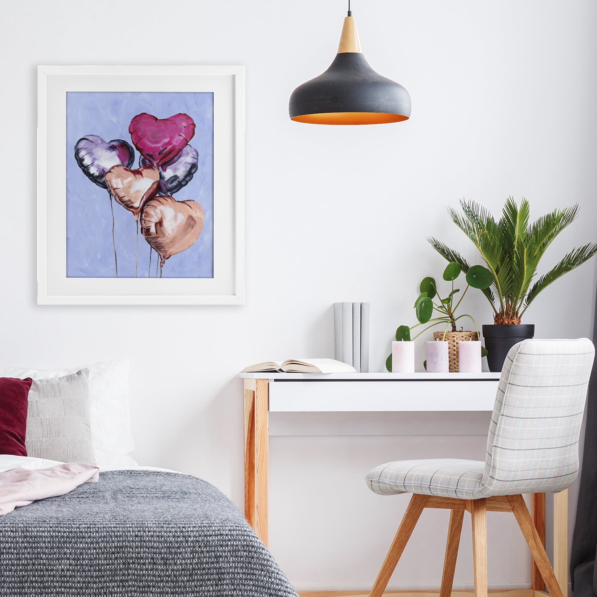 Stupell Industries Vibrant Heart Balloons White Framed Print Under Glass, design by Michael Willett
