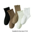 thumbnail image 3 of 5 Pairs Breathable Women Ruffle Ankle Socks Soft Stretchy Ribbed Knit Frilly Dress Socks for Daily Wear Fashionable Gift, 3 of 8