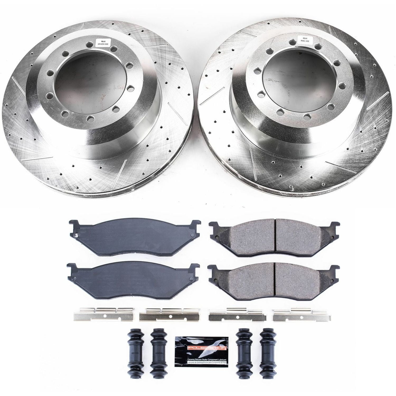 PowerStop Front/Rear Z23 Evolution Sport Carbon-Fiber Ceramic Brake Pad and Drilled & Slotted Rotor Kit Fits: FORD Select Models K5184