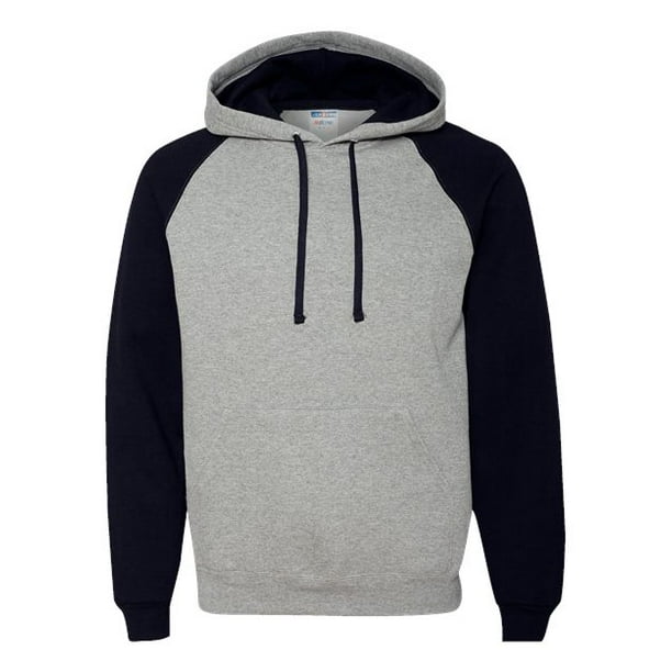 Jerzees para hombre 8 oz 50/50 NuBlend Raglan Pullover Hood96CR-OXFORD/BLACK-XL Jerzees 96CR