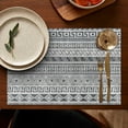 thumbnail image 4 of Vintage Nordic Style Boho Chic Flax Placemats Set of 6, 12x18 Inch Tribal Rustic Artistic Ethnic Patterns, Washable Earthy Style Table Mats for Dining Room, 4 of 5