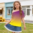 thumbnail image 2 of Atogsazn Girls Summer Gradient Short Sleeve Tshirt Kids Casual One Shoulder T-shirt with Strap Tunic Tee Yellow 9-10 Years Fashion, 2 of 9