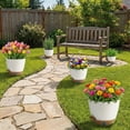 thumbnail image 6 of FIASON 5 Pack Plastic 6/8/9/10/12 Inch White with Brown Self Watering Plant Pots,Include Watering Lip,Drainage Holes & Removable Saucer for Indoor Outdoor Use, 6 of 11