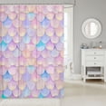 thumbnail image 2 of Manfei Cute Mermaid Tail Shower Curtain 72Wx72L, Dreamy Fish Scale Bathroom Curtain, Pink Blue, 2 of 5