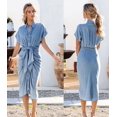thumbnail image 1 of Vestido largo Midi de verano para mujer, vestido Sexy de Jean acanalado con lazo en la cintura, Estilo Vintage elegante, para fiesta y Club, 2023, 1 of 4