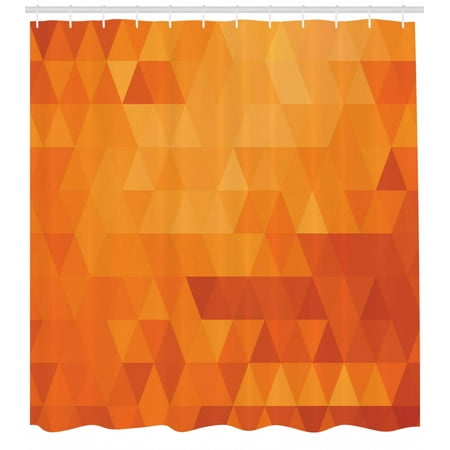 Orange Shower Curtain Set Triangle Mosaic Shaded Shapes And