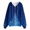 thumbnail image 4 of felwors Women's Christmas Snowflake Pine Tree Zip Up Hoodie - Red Fleece Lined Sweatshirt with Pockets Blue, L, 4 of 5