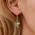 thumbnail image 3 of Grofry 1 Pair Women Threader Earrings Rhinestones Hummingbird Pendant Dangle Earrings Elegant Tassel Charm Long Earrings, 3 of 7