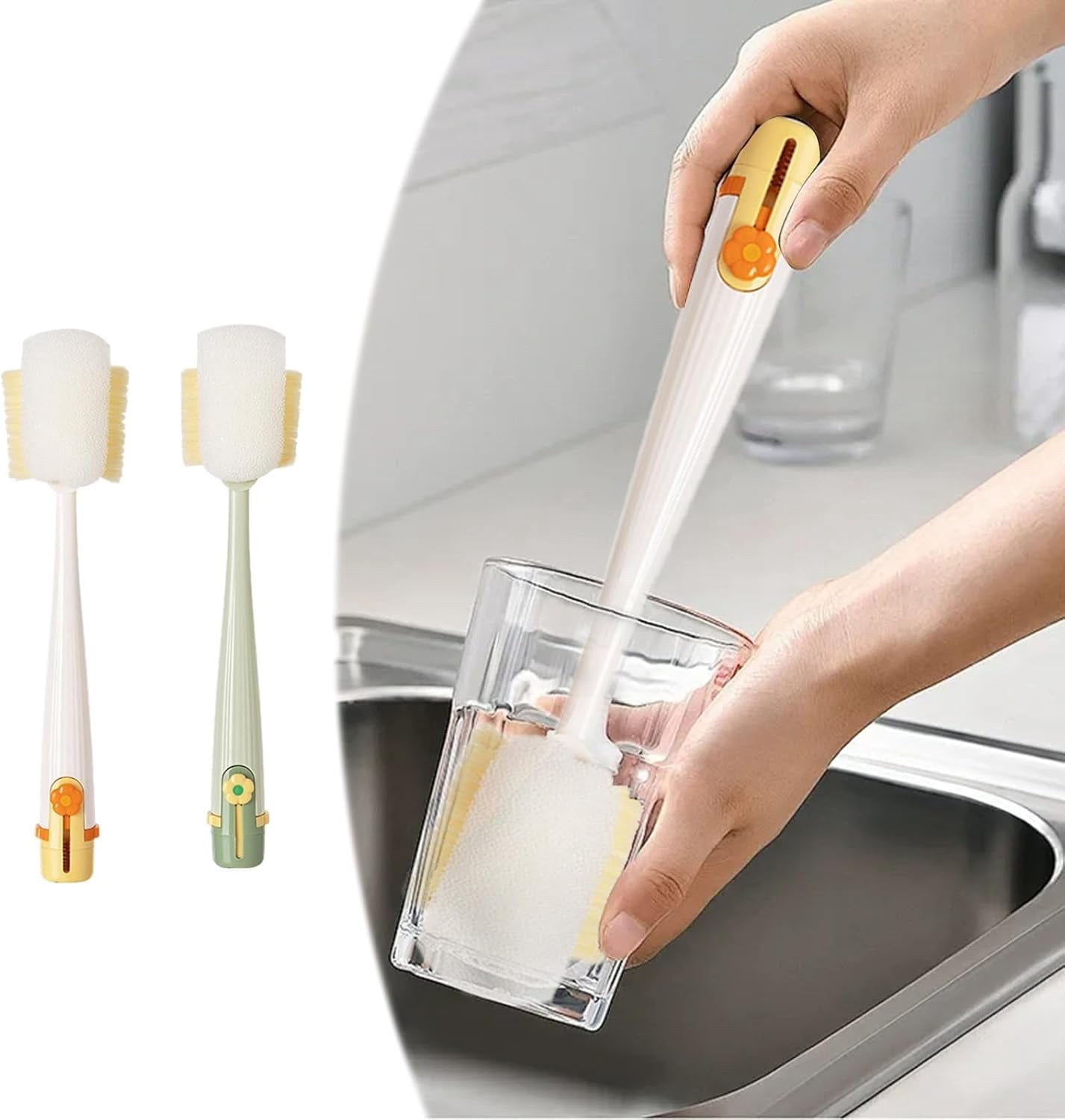 5-In-1 Bottle Cleaning Brush Set With Long Handle for Water Bottles and Cups