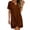 Khaki, variant on QUNYINEY Mini Womens Dresses Short Sleeve Summer Cut Out Black Shift Dress Casual Loose Fit V Neck Knotted Dress