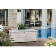 thumbnail image 4 of Keter Brightwood Outdoor Patio 120 Gallon Resin and Wood Deck Box with Pool Kit, Oasis White, 4 of 12