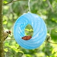 thumbnail image 3 of Solar Fly Through Bird Feeder Outdoor Garden Light LED Patio Round Glass with Mosaic Design Hanging Fly-Through Bird Feeder - 9" - Blue, 3 of 7