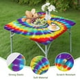 thumbnail image 4 of Colorful Rainbow Tie Dye Spiral Pattern Square Fitted Tablecloth with Elastic Edge,Square Table Cover,Washable Elastic Table Cover for Home Kitchen Party Decor 34"x34", 4 of 6