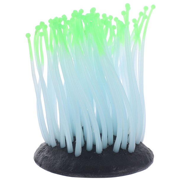 KAKOWELY Simulación de anémona de mar luminosa de silicona, adorno para pecera.