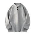 thumbnail image 3 of Long Sleeve Henley Shirts For Men Casual Button Down Shirt Golf Pullover V Neck Stand Collar Fashion Fall Sweatshirt Gray 2XL, 3 of 6