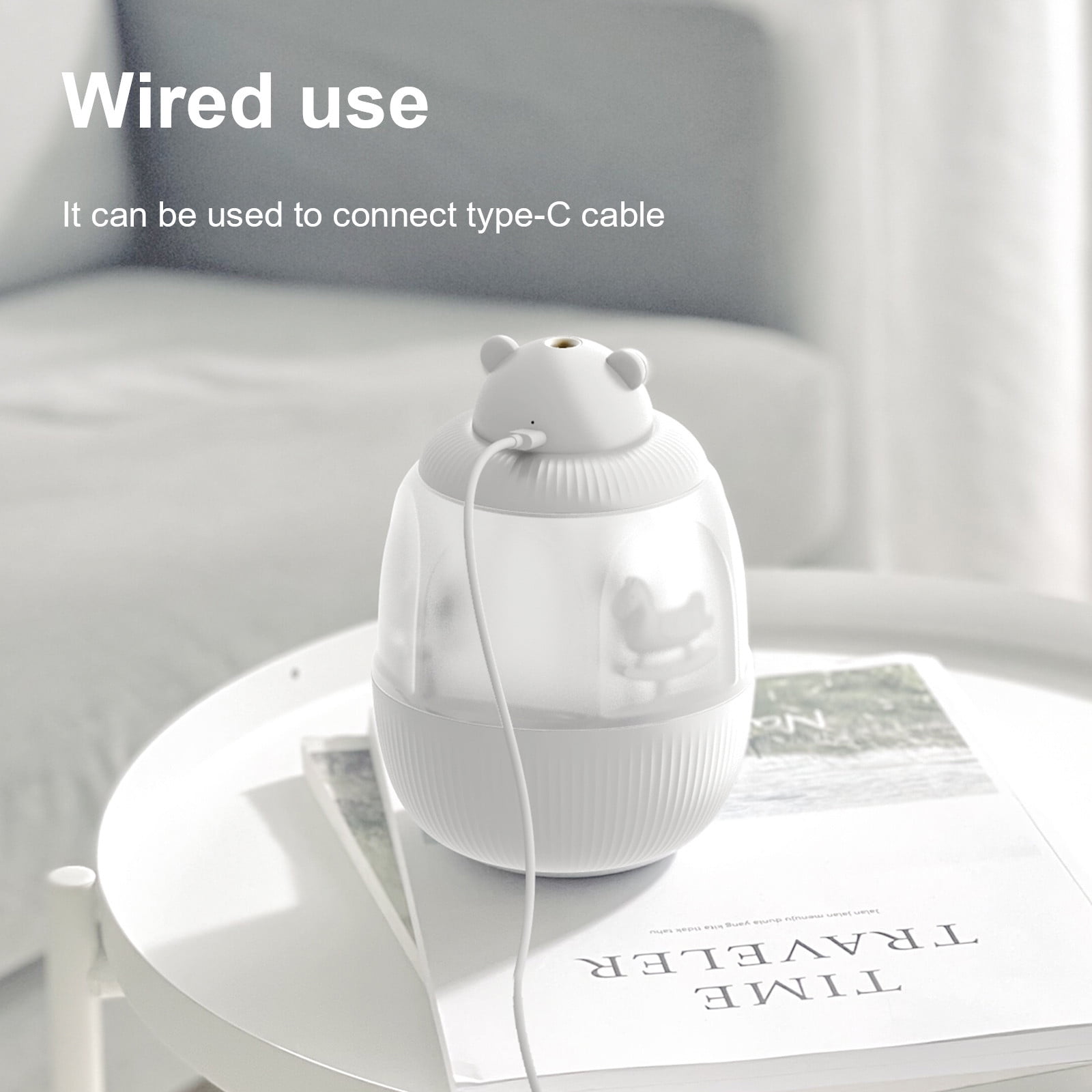 FFENYAN Cool Mist Humidifier USB Connector Car Mounted Small Humidifier Portable Micro Humidifier for Bedroom Room Office Car Living Room and Dining Room Living Room