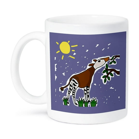 3dRose, Fun Okapi Watercolor Type Art Original, 11oz Mug