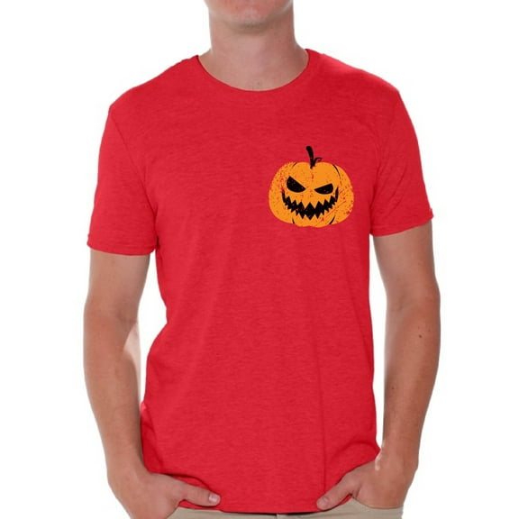 Awkward Styles Pumpkin Patch Tshirt Jack-O'-Lantern Pocket Shirt Halloween Shirt for Men Spooky Outfit Scary Gifts for Him Pumpkin Face T Shirt Jack-O'-Lantern Pumpkin Shirt Men's Halloween Tshirt