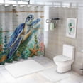 thumbnail image 7 of Chilfamy  Sea Turtle Shower Curtain for Bathroom, Starfish and Shells on Rustic Wooden Board Shower Curtain with Hooks, Ocean Beach Theme Fabric Shower Curtain Sets Bathroom Decor White, 7 of 7