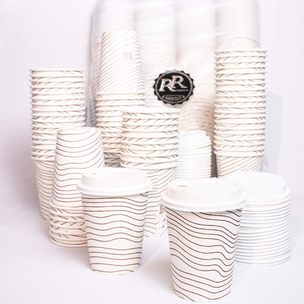 Black Coffee Dome Lids 100 Reclosable Lids for 10,12,16 and 20 oz Cups