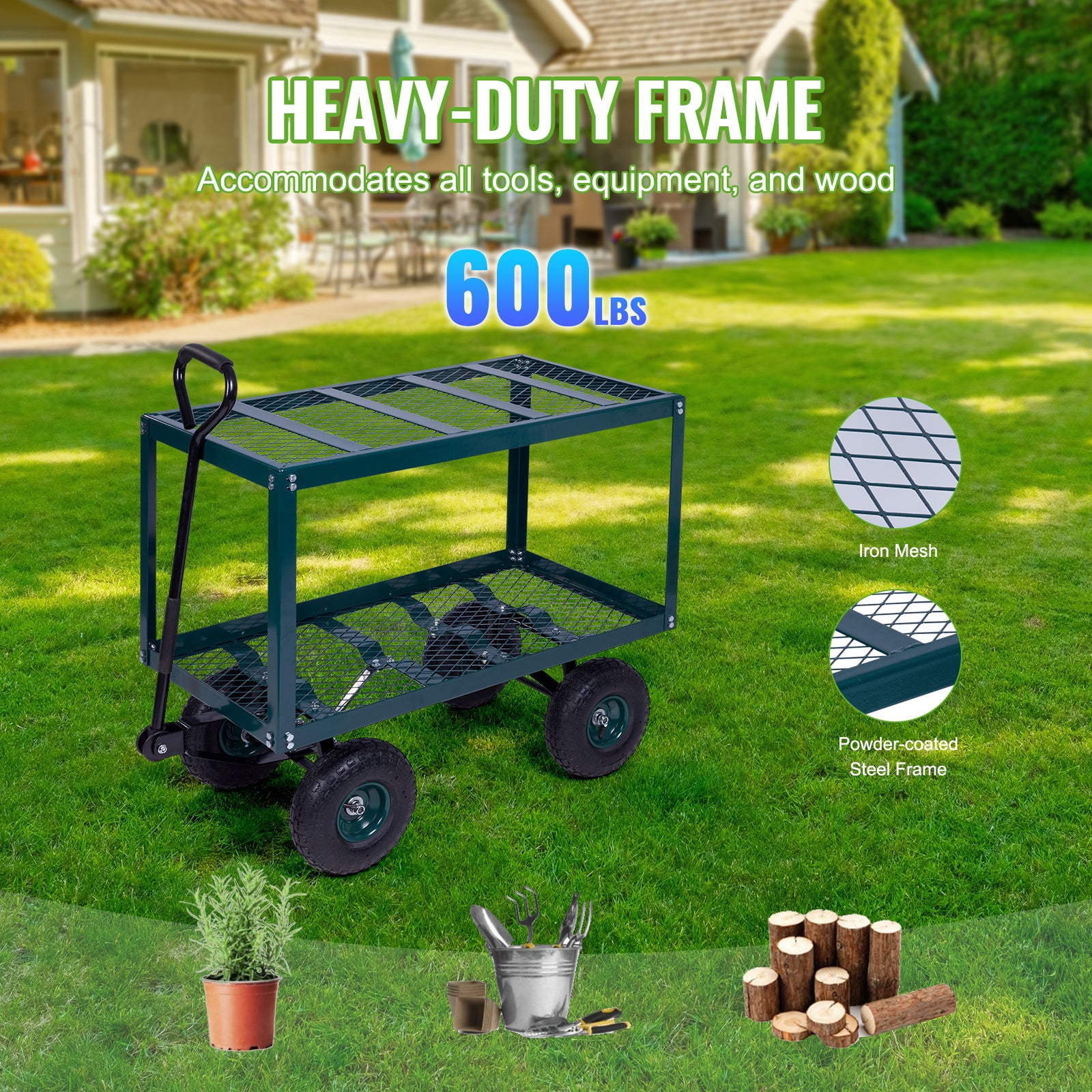2 Tier Heavy Duty Steel Garden Cart