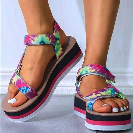 

UTTOASFAY Womens Clearance Shoes Trifle Platform Color Open Toe Women S Sandals Beach Women S Sandals Rollback