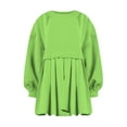 thumbnail image 4 of Womens Oversized Sweatshirt Dress Long Flowy Patchwork Pullover Tops Cute Drop Shoulder Sweatshirts Fall Long Sleeve Mini Dress Teen Girls Crewneck Solid Tunic Pleated Loose Clothing Beig, 4 of 5