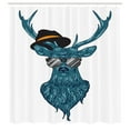 thumbnail image 3 of Ambesonne Deer Shower Curtain, Teal Hipster Antler Print, 69"Wx75"L, Teal and Black, 3 of 5