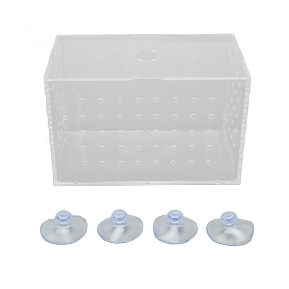 Caja de cría de peces de acrílico de alta transparencia, tanque incubador con ventosas para crías de camarones y peces payaso, 14 x 8 x 9 cm (5,5 x 3,1 x 3,5 pulgadas).