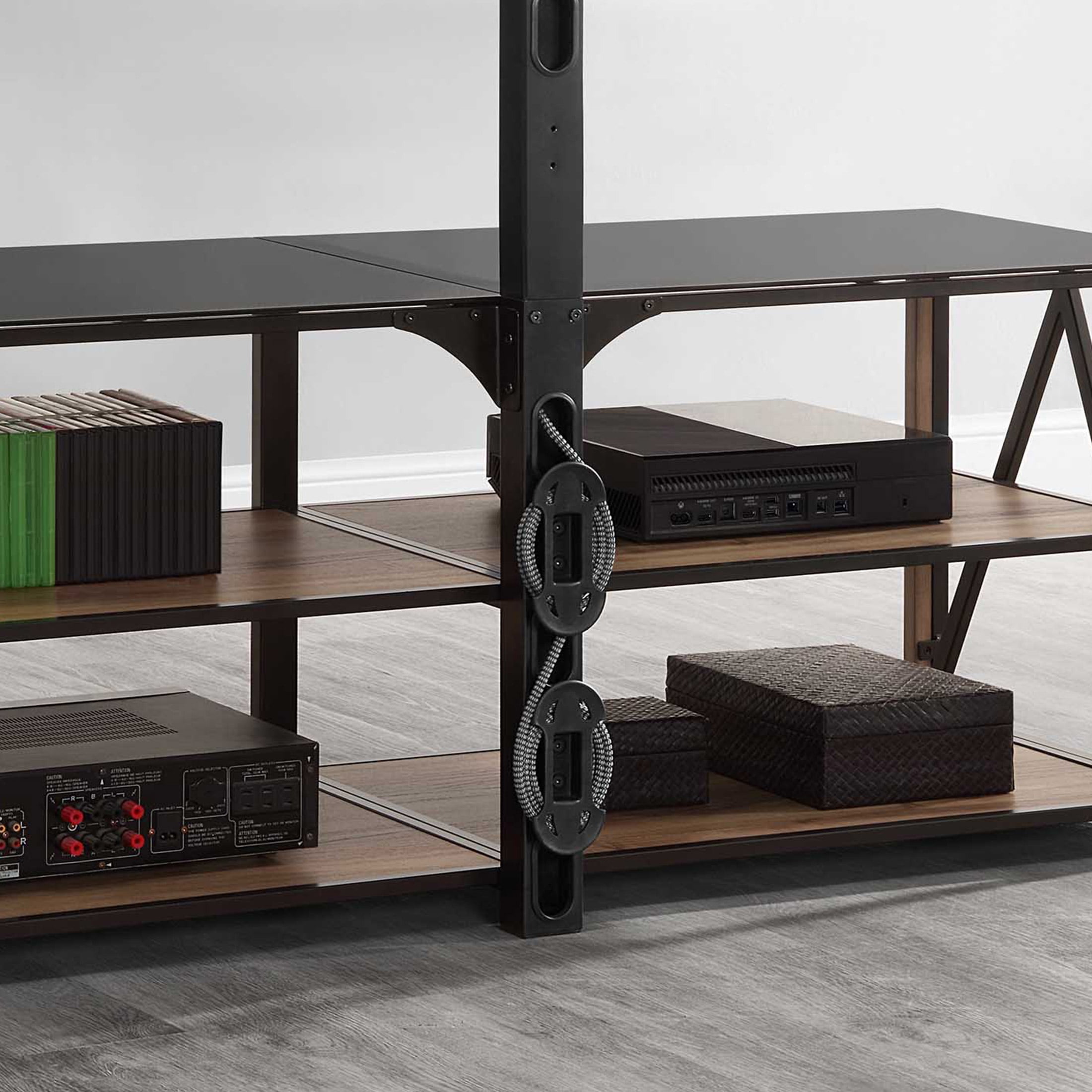 Whalen Spectrum 3-in-1 TV Stand for TVs up to 82”, Brown Finish