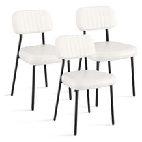Dining Chairs Set of 3, Modern Faux Leather Dining Chairs with Thick Cushions Seat Back and Metal Legs, Comfy Upholstered Kitchen Chairs for Dining Living Room (White)