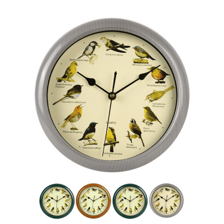 1PC Round Wall Clock, 10 Inch Bird‑Singing Hanging Clock, Musical Decorative Wall Clock for Home Living Room