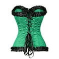 thumbnail image 4 of KelaJuan Women's Slim Corset Tube Tops, Contrasr Color Ruffled Front Bow Central Clasp Low Cut Strapless Bandeau, 4 of 5