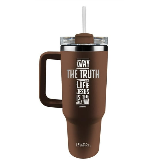 Light Source 40 oz Stainless Steel Mug With Straw Way Truth Life