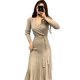 thumbnail image 2 of Vestidos elásticos de punto para mujer, vestido ajustado de tubo, Otoño Invierno 2023, Vestidos lisos de manga larga con cuello en V, vestido elegante ajustado para mujer, 2 of 7