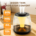 thumbnail image 4 of HEEYCEM Humidifiers for Bedroom, 3 L Cool Mist Top-Fill 40H Super Long Time, 23dB Quiet, Baby Humidifier, Oil Diffuser for Large Room, Plants, Nursery, Office, 7 Color Light Ultrasonic, 4 of 10