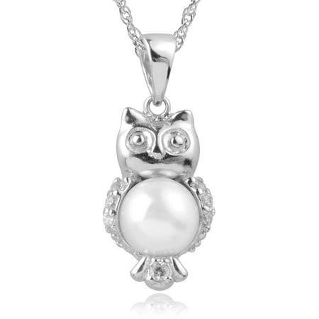 Brinley Co. Women's CZ Sterling Silver Owl Pendant Fashion Necklace