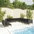 thumbnail image 1 of vidaXL 9 Piece Garden Lounge Set with Cushions Poly Rattan Dark Grey, 1 of 4