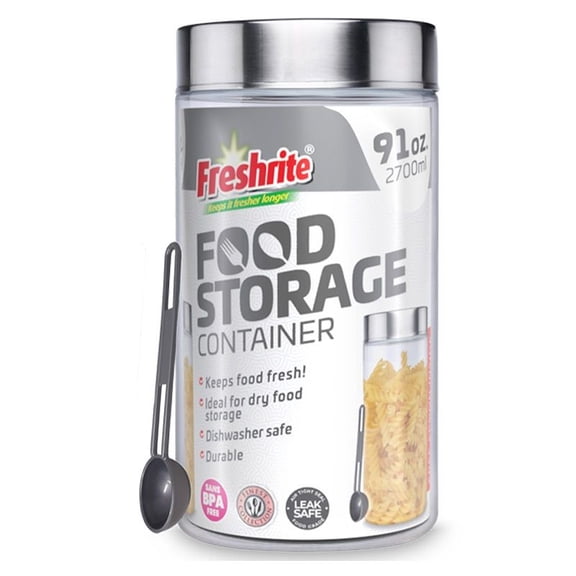 Freshrite 91 oz Airtight Food Storage Container – Clear Plastic, Dry Goods Pantry Canister