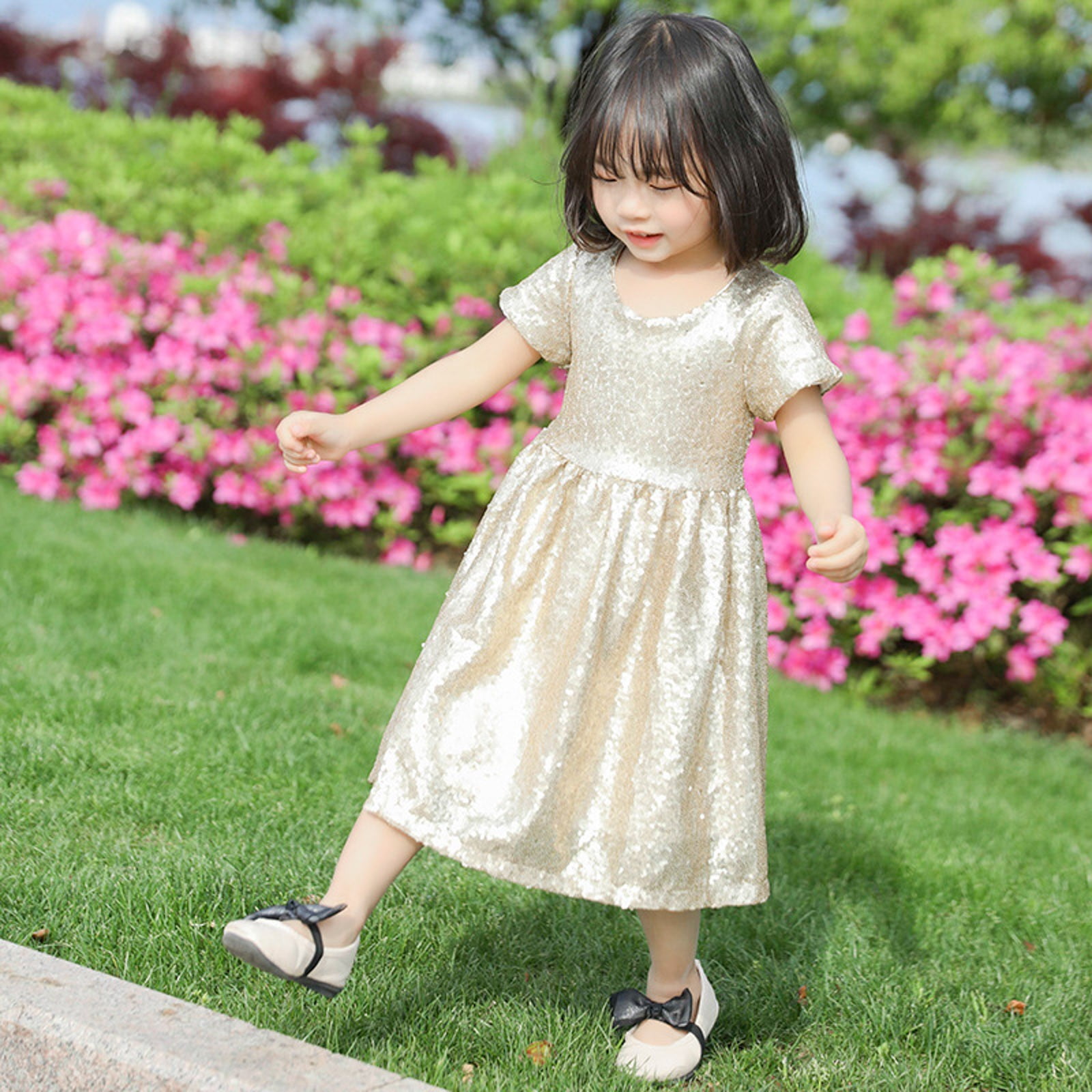 Dresses for Toddler Girls Sequin Party Bridesmaid Wedding Gown Fashion Sundress