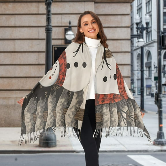 Trees Christmas Snowman Winter Scarf for Women Fashion Warm Long Soft Blanket Scarves Gifts