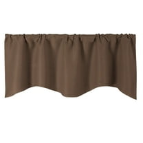 PureCasa Wide and Short Window Treatment Blackout Valance for Kitchen Living Room Bathroom, Polyester Modern Valances Solid Color Curtain, 1 Panel, 52"x16", Brown