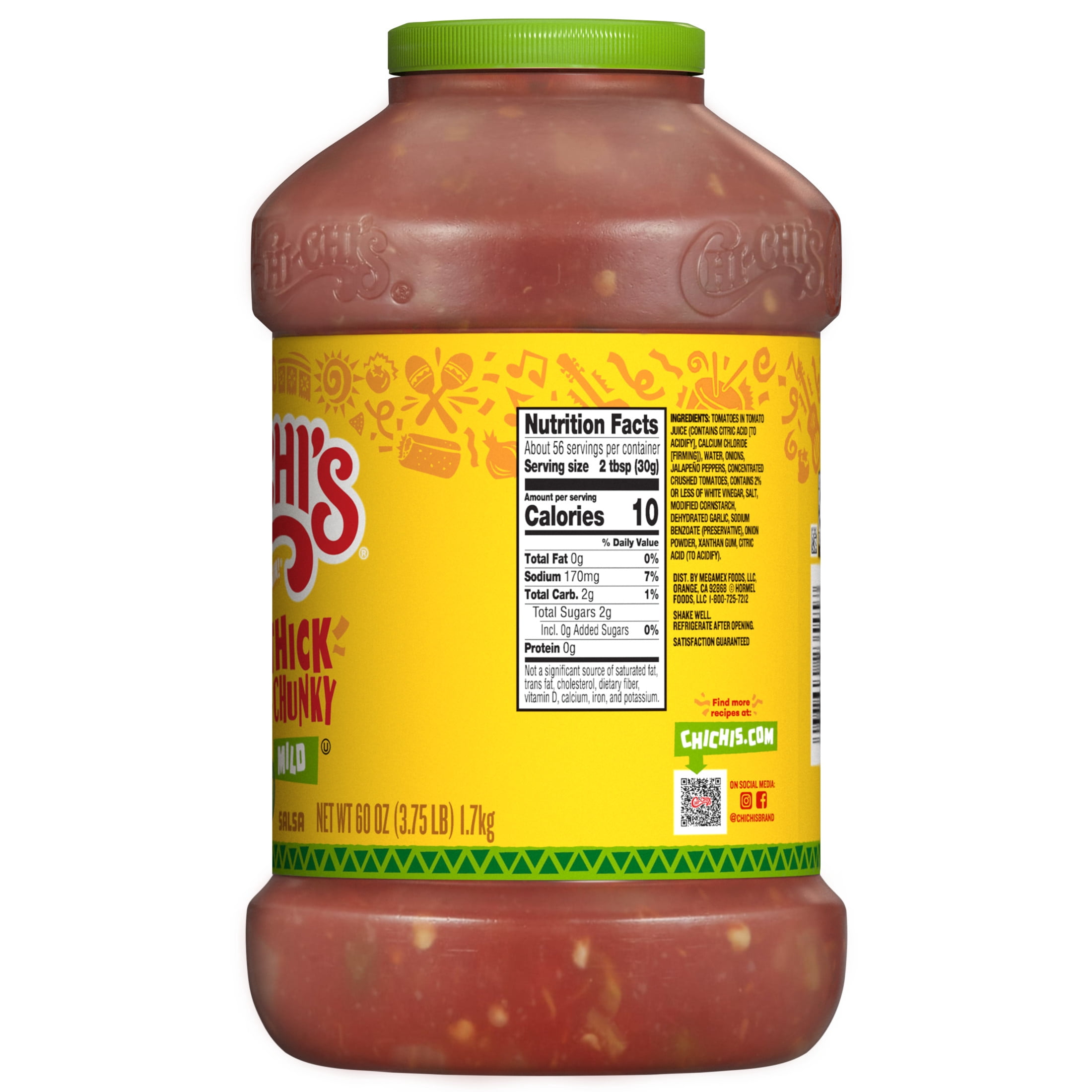 CHI CHI'S Thick & Chunky Mild Salsa, Gluten Free, Chip Dip, Large 60 oz Plastic Jug