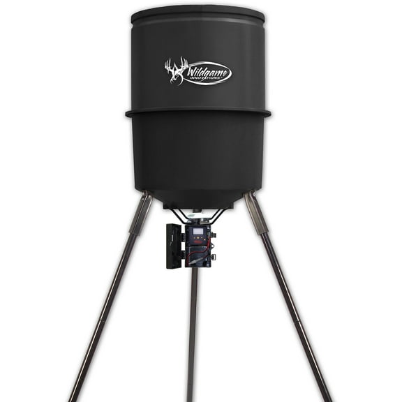 WILDGAME INNOVATIONS Quick-Set 225 lb Game Feeder with Digital Timer | Durable Tripod Corn/Pellet Hunting Feeder with 1-4 Available Feed Times & 30-feet Radius