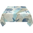 thumbnail image 3 of Coastal Tablecloth 54x54 Inch Square Waterproof Nautical Beach Starfish Coral Seashell Tablecloths Fabric Farmhouse Ocean Table Cloth Decorative for Picnic Party Holiday Home Indoor Outdoor, 3 of 6