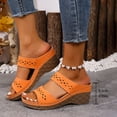 thumbnail image 2 of Slides for Women Bohemian Hollow out Orthopedic Walking Sandals Summer Casual Slip on Platform Wedges Orange Size 7, 2 of 7