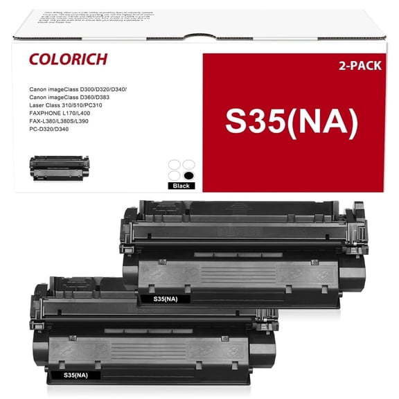 Colorich 2-Pack Compatible S35 Toner Cartridge for Canon S35(NA) ImageClass D300 D320 D340 D360 MF3240 PC-D320 D340 Printer Black Ink