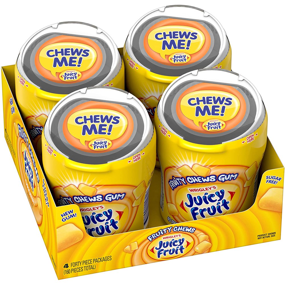 Juicy Fruit Gum Fruity Chews Original Sugarfree Gum, 40 piece bottle (4