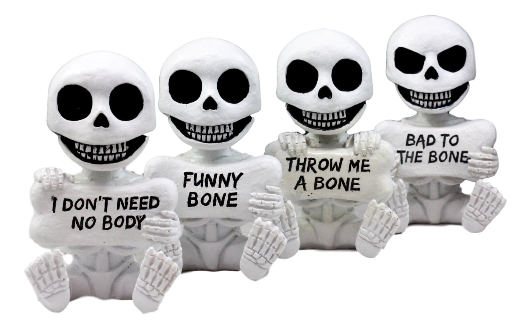 Halloween Naughty Bones Grinning Skeleton Figurine Set 4"H Day Of The