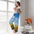 thumbnail image 5 of Cauagu Blooming Sunflower Field Pajama Pants for Women Loose Fit Wide Leg Trouser Pants Casual Elastic Waist Drawstring Lounge Pants, 5 of 6